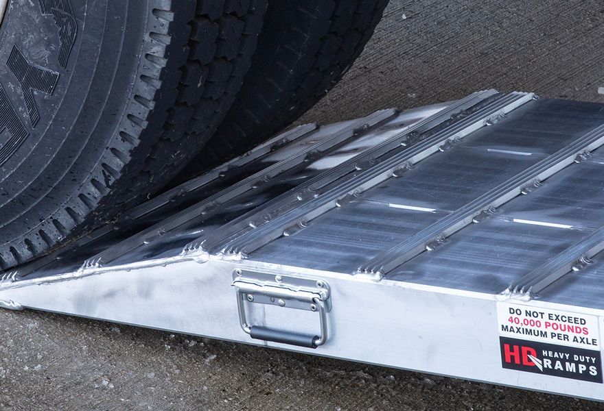 Serrated rungs add traction so wheels grip better