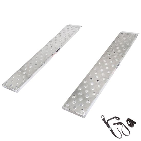 02-12-072-046-SP 6 L X 12 W HD Ramps EZ Traction Aluminum Car Trailer Ramp Hook  Plate Hybrid End Stub Foot - 2500 lb Per Axle