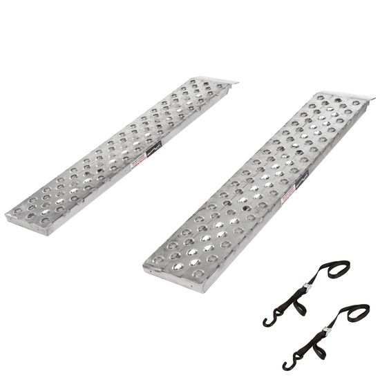 03-12-060-046-SP 5 L X 12 W HD Ramps EZ Traction Aluminum Car Trailer Ramp Hook  Plate Hybrid End Stub Foot - 3000 lb Per Axle