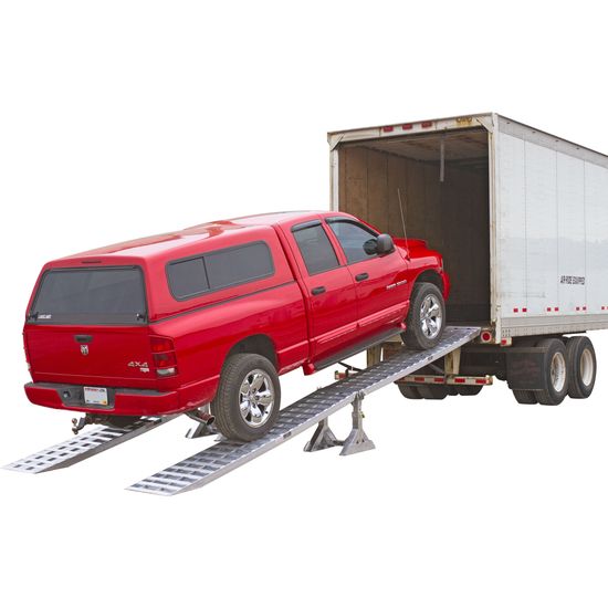 05-20-240-02-06M-High-REV1 HD Ramps Aluminum Modular Dry Van Truck Trailer Ramp System w2-Piece Support Stands - 5000 lb per Axle
