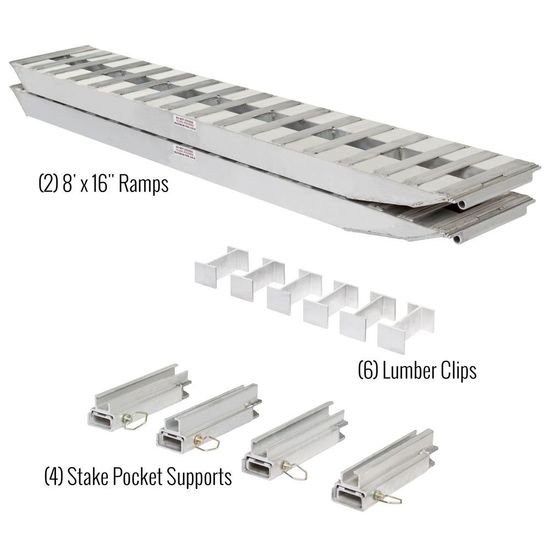 20-16-096-02-02-MLL-2 8 L x 16 W HD Ramps 2 Bunk Load Leveler  2 Ramp System for 16 H HD Ramps Step Deck Trailers - 20 000 lb Cap