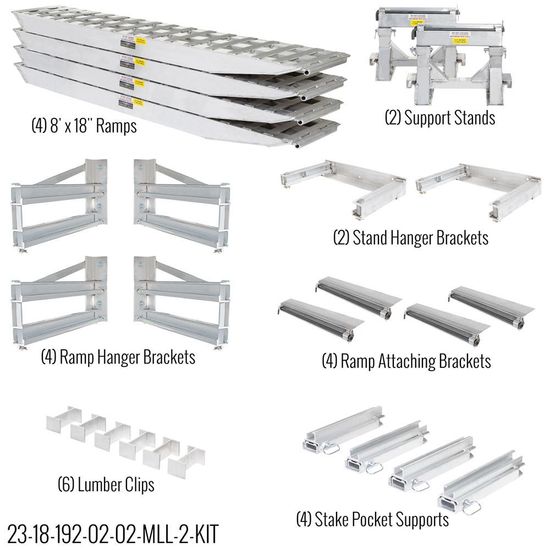 23-18-192-02-02-MLL-2-KIT 8 L x 18 W HD Ramps 2 Bunk Load Leveler  4 Ramp Master Kit for 18 H HD Ramps Step Deck Trailers - 23500 lb Cap