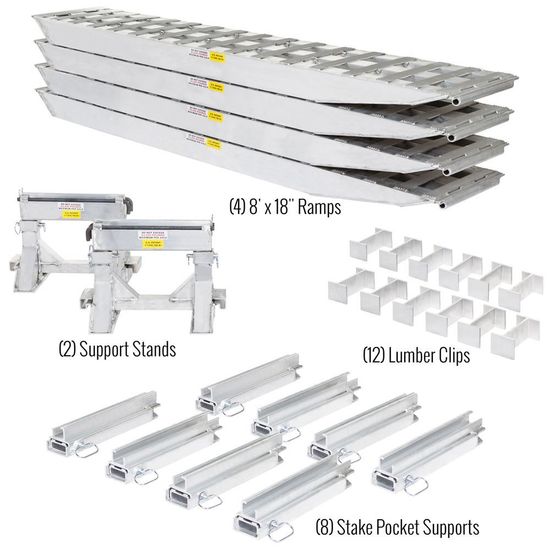 23-18-192-02-02-MLL-4 8 L x 18 W HD Ramps 4 Bunk Load Leveler  4 Ramp System for 18 H HD Ramps Step Deck Trailers - 23500 lb Cap