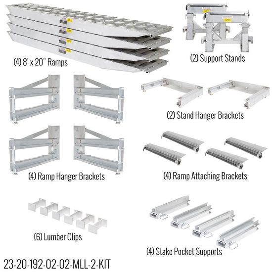23-20-192-02-02-MLL-2-KIT 8 L x 20 W HD Ramps 2 Bunk Load Leveler  4 Ramp Master Kit for 20 H HD Ramps Step Deck Trailers - 23500 lb Cap