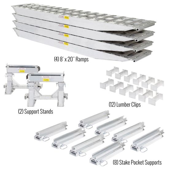 23-20-192-02-02-MLL-4 8 L x 20 W HD Ramps 4 Bunk Load Leveler  4 Ramp System for 20 H HD Ramps Step Deck Trailers - 23500 lb Cap