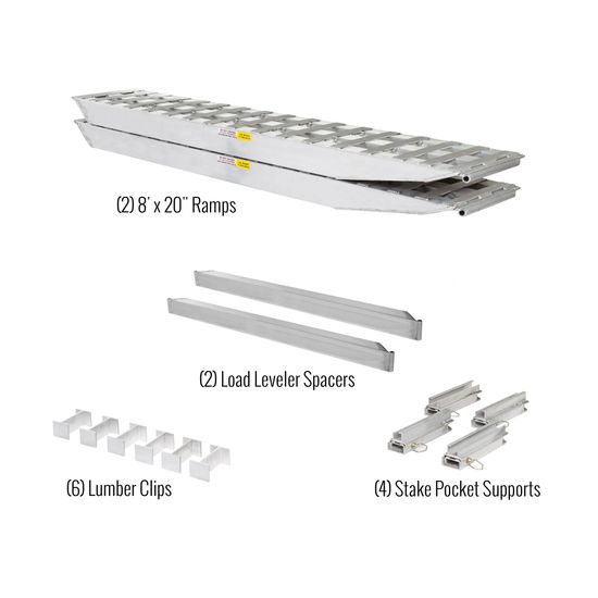 23-26-096-02-02-MLL-2 8 L x 20 W HD Ramps 2 Bunk Load Leveler  2 Ramp System for 26 H HD Ramps Step Deck Trailers - 23500 lb Cap