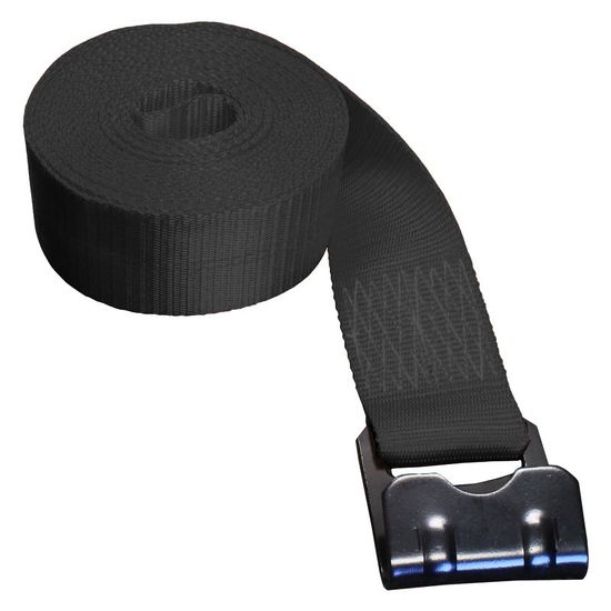322021B 3 x 20 Winch Strap with Flat Hook - Black