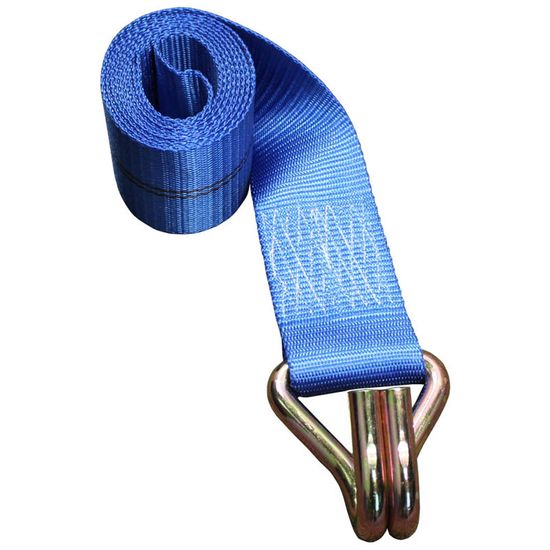 322436BL 3 x 24 Winch Strap wWire Hook - Blue