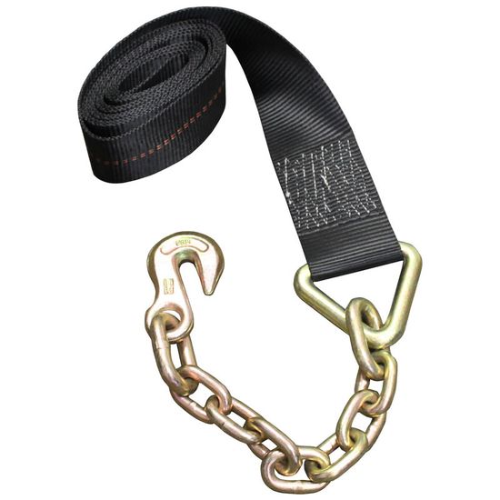 322740B 3 x 27 Winch Strap with Chain End - Black