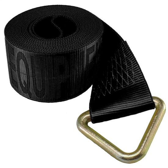 323010B 3 x 30 Winch Strap wDelta Ring - Black