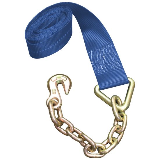 323040BL 3 x 30 Winch Strap with Chain End - Blue