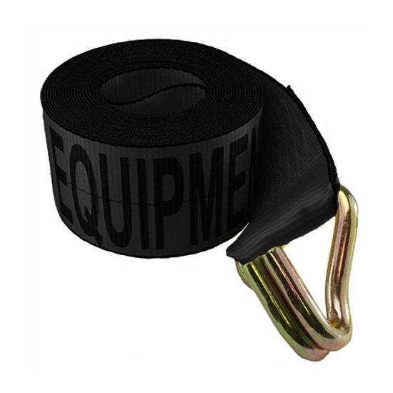 323436B 3 x 34 Winch Strap wWire Hook - Black