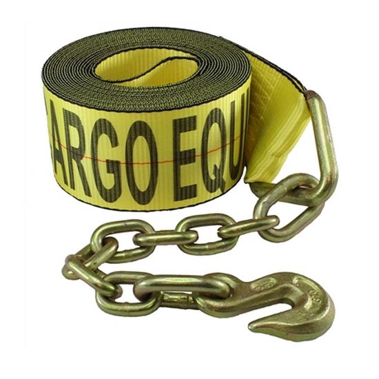 323440Y 3 x 34 Winch Strap with Chain End - Yellow
