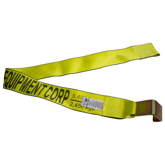 420525-90Y 4 x 5 Roll-Off Strap wHook Bolt Loop - Yellow