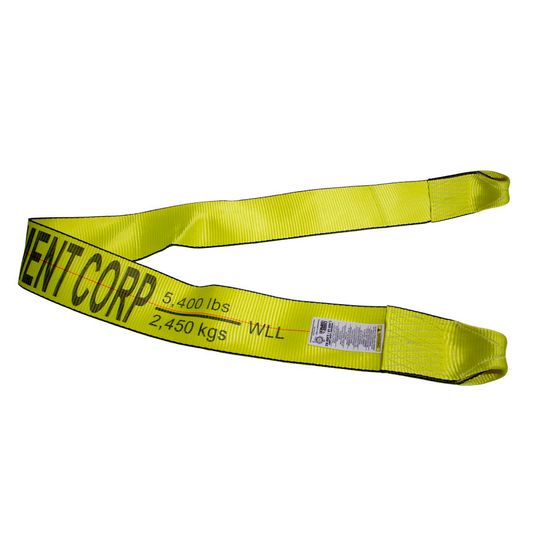 420590-90Y 4 x 5 Roll-Off Strap wTwo Sewn Loops - Yellow