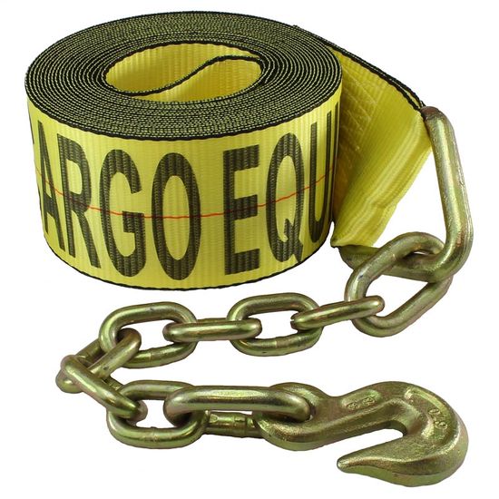 421240Y 4 x 12 Winch Strap with Chain End - Yellow