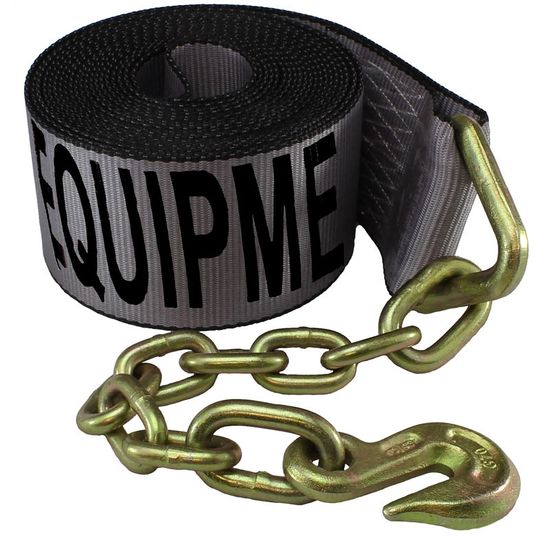 423440G 4 x 34 Winch Strap with Chain End - Gray