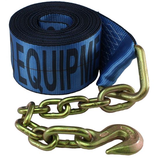 427040BL 4 x 70 Winch Strap with Chain End - Blue