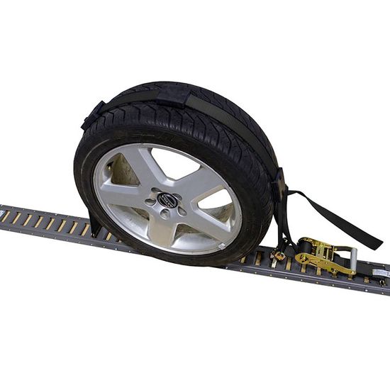 510611B-6AUTO1 2 x 6 Auto Hauling Wheel Ratchet Strap with E-Track Fittings Idler Rubber Cleats - Black