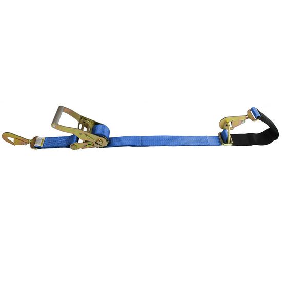 510664BL-6-AS 2 x 6 10K Ratchet Strap with Built-in Axle Strap with Twisted Snap Hook - Blue