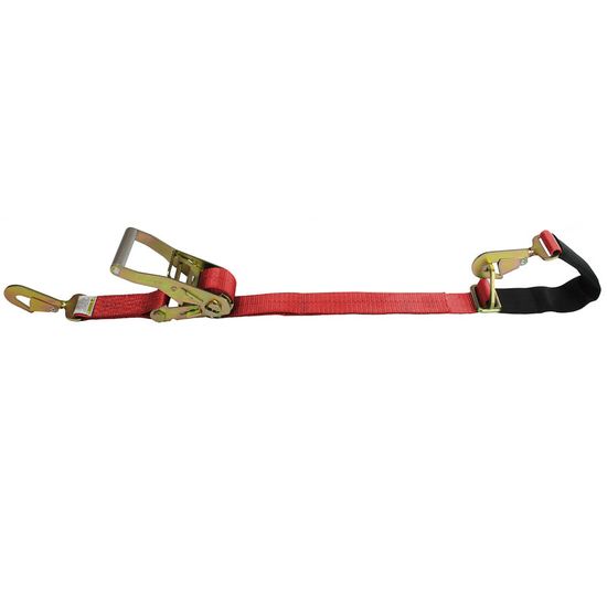 510664R-6-AS 2 x 6 10K Ratchet Strap with Built-in Axle Strap with Twisted Snap Hook - Red