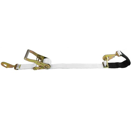 510864N-6-AS 2 x 8 10K Ratchet Strap with Built-in Axle Strap with Twisted Snap Hook - White
