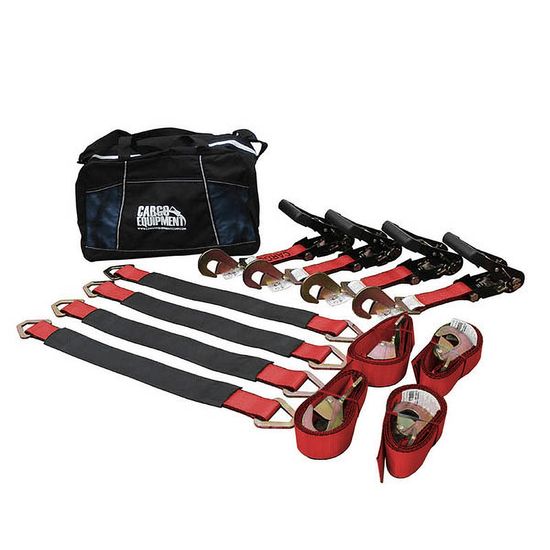 510864R-AXLE-PACK-24 2 x 8 Ratchet Strap  24 Axle Strap Pack Twisted Snap Hooks Storage Bag - Red