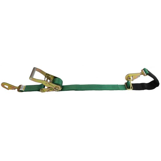 511064F-6-AS 2 x 10 10K Ratchet Strap with Built-in Axle Strap with Twisted Snap Hook - Green