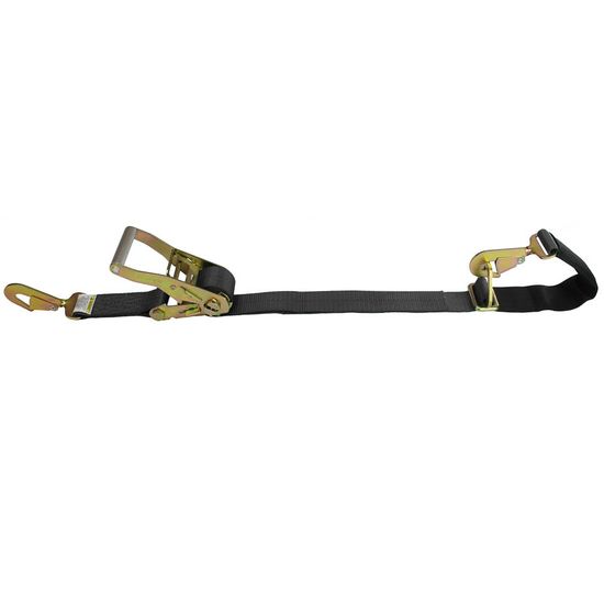 511264B-6-AS 2 x 12 10K Ratchet Strap with Built-in Axle Strap with Twisted Snap Hook - Black