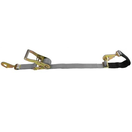 511264G-6-AS 2 x 12 10K Ratchet Strap with Built-in Axle Strap with Twisted Snap Hook - Gray