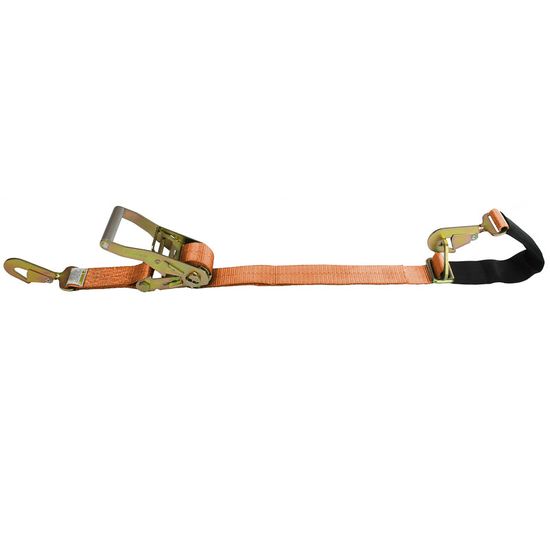511264O-6-AS 2 x 12 10K Ratchet Strap with Built-in Axle Strap with Twisted Snap Hook - Orange