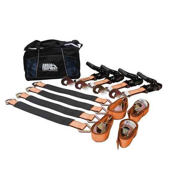 511264O-AXLE-PACK-18 2 x 12 Ratchet Strap  18 Axle Strap Pack Twisted Snap Hooks Storage Bag - Orange
