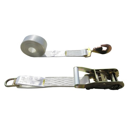 511558-64N-24 2 x 15 Tent Ratchet Strap Double Bar D-Ring and Twisted Snap Hook - White