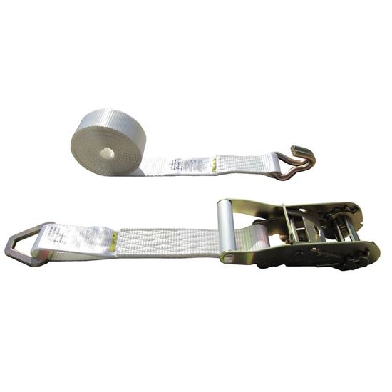 511642-84N-24 2 x 16 Tent Ratchet Strap D-Ring and Wire Hook - White
