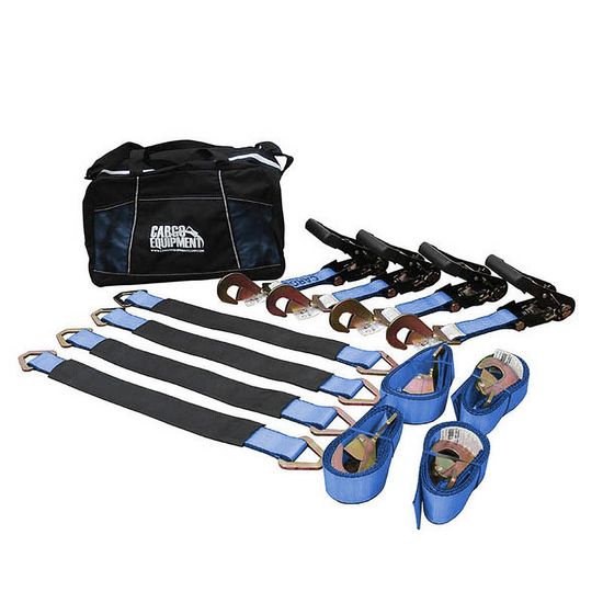 51B0664BL-AXLE-PACK-18 2 x 6 Black Handle Ratchet Strap  18 Axle Strap Pack Twisted Snap Hooks Storage Bag - Blue
