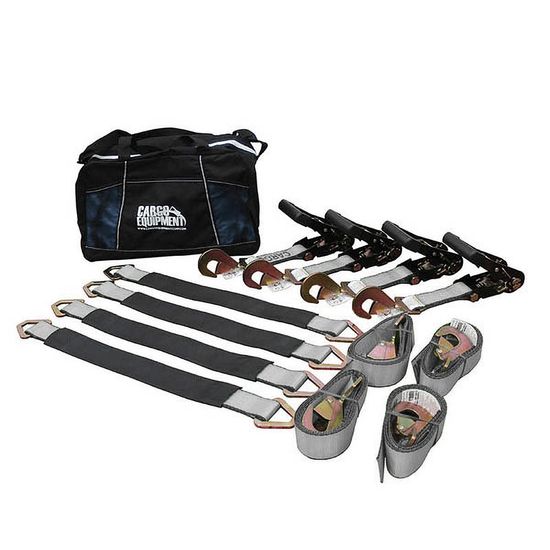 51B0664G-AXLE-PACK-42 2 x 6 Black Handle Ratchet Strap  42 Axle Strap Pack Twisted Snap Hooks Storage Bag - Gray