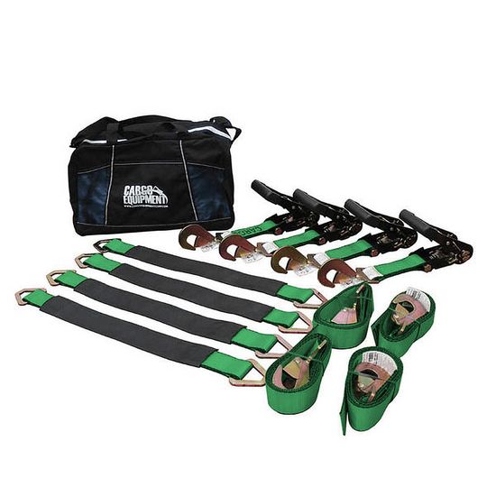 51B1064F-AXLE-PACK-36 2 x 10 Black Handle Ratchet Strap  36 Axle Strap Pack Twisted Snap Hooks Storage Bag - Green