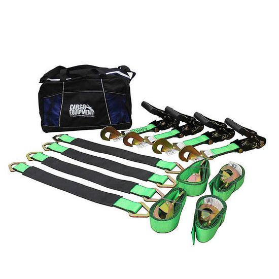 51B1064HF-AXLE-PACK-42 2 x 10 Black Handle Ratchet Strap  42 Axle Strap Pack Twisted Snap Hooks Storage Bag - High Visibility Green