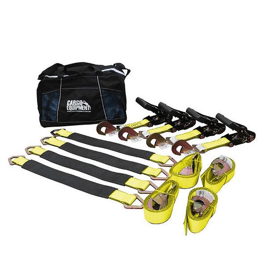 51B1264Y-AXLE-PACK-18 2 x 12 Black Handle Ratchet Strap  18 Axle Strap Pack Twisted Snap Hooks Storage Bag - Yellow