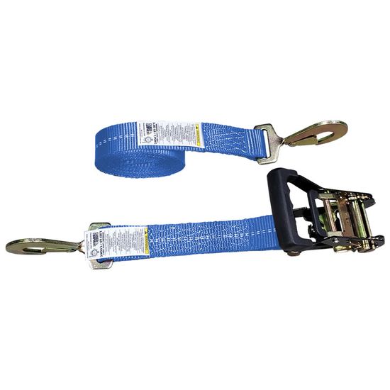 51BR1264BL-12 2 x 12 Black Ratchet Strap with Twisted Snap Hooks - Blue