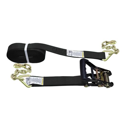 51BR1440B-12 2 x 14 Black Ratchet Strap with Chain Anchors - Black