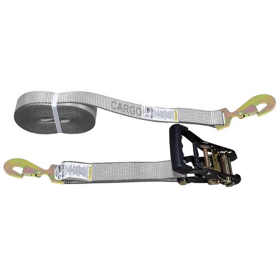 51BR1463G-12 2 x 14 Black Ratchet Strap with Flat Snap Hooks - Gray