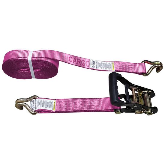 51BR1484P-12 2 x 14 Black Ratchet Strap with Wire Hooks - Pink