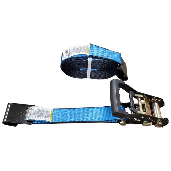 51BR1520BL-12 2 x 15 Black Ratchet Strap with Flat Hooks - Blue