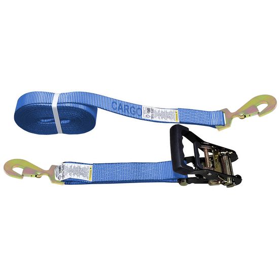 51BR1663BL-12 2 x 16 Black Ratchet Strap with Flat Snap Hooks - Blue