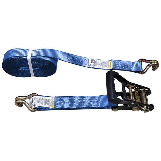 51BR1684BL-12 2 x 16 Black Ratchet Strap with Wire Hooks - Blue