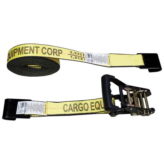51BR1820Y-12 2 x 18 Black Ratchet Strap with Flat Hooks - Yellow