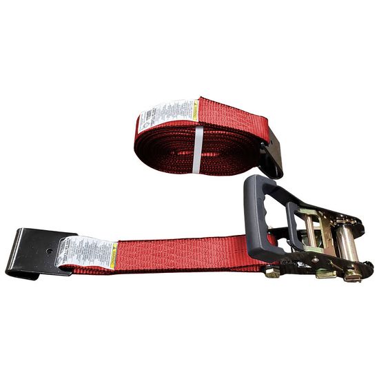 51BR2020R-12 2 x 20 Black Ratchet Strap with Flat Hooks - Red