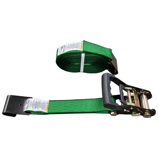 51BR2420F-12 2 x 24 Black Ratchet Strap with Flat Hooks - Green