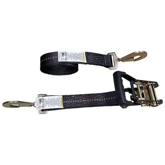 51BR2464B-12 2 x 24 Black Ratchet Strap with Twisted Snap Hooks - Black